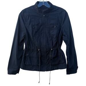 Y2K Banana Republic Utility Jacket Zip-Up Lightweight Womens Size XS Navy Blue